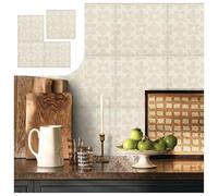 Tilingview Azulejos autoadhesivos mate de 8 x 8 pulgadas para cocina, azulejos de mosaico vintage para baño, dormitorio, lavandería, caravana (flor beige)