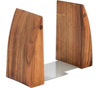 Tilisma Sujetalibros de madera de nogal, soportes para libros hechos a mano con base de metal, resistente, perfecto para libros pesados, accesorios decorativos modernos