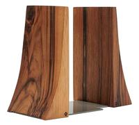 TILISMA Sujetalibros, madera de nogal con base de metal, 2 soportes hechos a mano para libros pesados, accesorios decorativos para organización y exhibición de estanterías