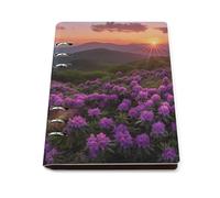 Tilivyx Cuaderno Espiral Paisaje De Montaña Amanecer Y Flores Moradas Diario De Escritura Cuaderno De Cuero Pu 90 Hojas Para El Trabajo Escuela