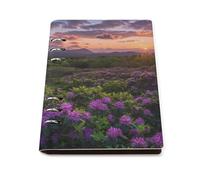 Tilivyx Cuaderno Espiral Paisaje De Montaña Amanecer Y Flores Moradas Diario De Escritura Cuaderno De Cuero Pu 90 Hojas Para El Trabajo Escuela
