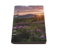 Tilivyx Cuaderno Espiral Paisaje De Montaña Amanecer Y Flores Púrpura Diario De Escritura Cuaderno De Cuero Pu 90 Hojas Para El Trabajo Escuela