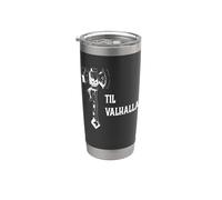 Till Valhalla. Hacha de batalla de guerra de fantasía guerrero vikingo fuerte Vaso térmico de acero inoxidable de doble pared