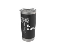 Till Valhalla. Hacha de batalla de guerra de fantasía guerrero vikingo fuerte Vaso térmico de acero inoxidable de doble pared