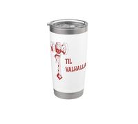 Till Valhalla. Hacha de batalla de guerra de fantasía guerrero vikingo fuerte Vaso térmico de acero inoxidable de doble pared