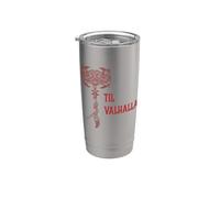 Till Valhalla. Hacha de batalla de guerra de fantasía guerrero vikingo fuerte Vaso térmico de acero inoxidable de doble pared