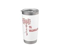 Till Valhalla. Hacha de batalla de guerra de fantasía guerrero vikingo fuerte Vaso térmico de acero inoxidable de doble pared