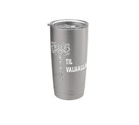 Till Valhalla. Hacha de batalla de guerra de fantasía guerrero vikingo fuerte Vaso térmico de acero inoxidable de doble pared