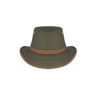 Tilley Twc7 Outback-Gorro de algodón Encerado Sombrero, Verde con Ribete marrón, 7 3/8 Unisex Adulto