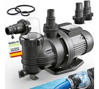 tillvex® Bomba de filtro piscina | Bomba de depuradora altura manométrica máx. 10m | Filtro piscina bomba de circulación hasta 40m³, autocebante (Sin temporizador, 9.500 l/h - hasta piscinas de 40 m³)