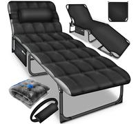 tillvex® Cama de Camping Plegable Con Cojín Cervical, Soporta Hasta 280 kg | Tumbona Acolchada Para Exteriores e Interiores, Ideal Como Cama Para Invitados