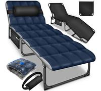 tillvex® Cama de Camping Plegable con Cojín Cervical, Soporta hasta 280 kg | Tumbona de Camping Acolchada, Ideal para Exteriores e Interiores, como Cama para Invitados