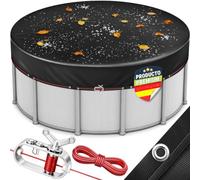 tillvex® Cubierta de piscina redonda de alta calidad, diámetro 610 cm, para diámetro de 500 - 550 cm, con kit de montaje, cubierta solar para piscina con 200 g/m², lona redonda para verano e invierno