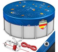 tillvex® Cubierta de piscina redonda de alta calidad, diámetro de 520 cm, para diámetro de 420 - 460 cm, con kit de montaje, lona solar para piscina con 200 g/m², lona redonda para verano e invierno