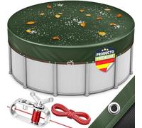 tillvex® Cubierta para piscina redonda de 420 cm de diámetro para 320 - 366 cm de diámetro, con kit de montaje, cubierta solar para piscina con 200 g/m², lona redonda para verano e invierno, cubierta