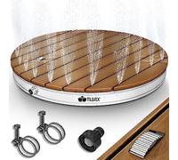 tillvex® Ducha de jardín al Aire Libre de hasta 4 m de Altura de la Fuente | Ducha de Suelo con Rueda de pie | Ducha Exterior Antideslizante | Ducha de Sauna, Camping Resistente a la Intemperie