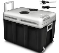 Tillvex® Eléctrica 40L con Ruedas | Mini Nevera 230V y 12V para Coche, Camping | Aislante Térmico para Enfriar y Calentar | Mantenedora de con Asa y ECO TVKB45-01