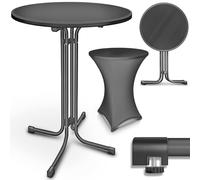 tillvex® Juego de 2 mesas altas plegables Ø60 con funda | Mesa plegable redonda - resistente a la intemperie | Mesa de jardín para interior y exterior