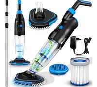 tillvex Limpiafondos Eléctrico de Piscina | Set Aspirador de Fondo Automático con Mango Telescópico | Aspiradora Inalámbrica de Limpieza con Filtro y 2 Velocidades