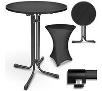 tillvex® Mesa alta plegable de 60 cm de diámetro con funda | Mesa de bistró lista para montar | Mesa plegable redonda - Mesa de fiesta resistente a la intemperie | Mesa de jardín para interior y