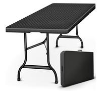 Tillvex Mesa Plegable Multifuncional 180 x 75 cm Óptica Ratán | Portátil para Terraza, Exterior, Balcón, Picnic | Mesa de Camping para 6 Personas