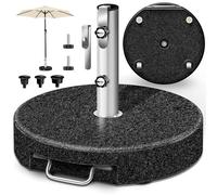 tillvex® Paragüero de granito con ruedas y mango telescópico redondo de 27 kg, con tubo de acero inoxidable, soporte para sombrilla de balcón para bastones de 16-48 mm y 250 cm de diámetro