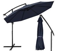 tillvex Sombrilla de 300/350 cm de diámetro con manivela, sombrilla con soporte, sombrilla de jardín, protección UV, aluminio, paraguas de mercado impermeable