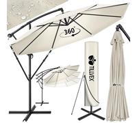 tillvex Sombrilla de 300/350 cm de diámetro con manivela, sombrilla con soporte, sombrilla de jardín, protección UV, aluminio, paraguas de mercado impermeable