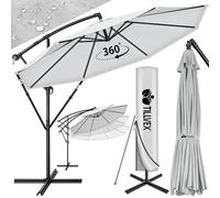 tillvex Sombrilla de 300/350 cm de diámetro con manivela, sombrilla con soporte, sombrilla de jardín, protección UV, aluminio, paraguas de mercado impermeable