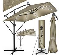 tillvex® Sombrilla de Jardín Rectangular Ø 330 cm con Manivela + Funda con Manivela | Sombrilla Terraza con Protección Viento | Parasol mercado impermeable + Protección UV
