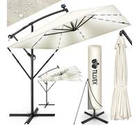 tillvex® Sombrilla de Jardín Rectangular Ø 330 cm con Manivela + Funda con Manivela | Sombrilla Terraza con Protección Viento | Parasol mercado impermeable + Protección UV