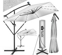 tillvex® Sombrilla de Jardín Rectangular Ø 330 cm con Manivela + Funda con Manivela | Sombrilla Terraza con Protección Viento | Parasol mercado impermeable + Protección UV