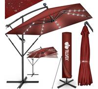 tillvex® Sombrilla de Jardín Rectangular Ø 330 cm con Manivela + Funda con Manivela | Sombrilla Terraza con Protección Viento | Parasol mercado impermeable + Protección UV