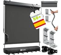 tillvex® Toldo Vertical de 140 x 250 cm para Exterior e Interior con Cubierta | Resistente al Agua con manivela para balcón, terraza y jardín | Estor para balcón, protección Solar de Aluminio