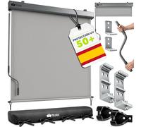tillvex® Toldo Vertical de 200 x 250 cm para Exterior e Interior con Cubierta | Resistente al Agua con manivela para balcón, terraza y jardín | Estor para balcón, protección Solar de Aluminio