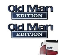 TILONKJ 2 Piezas Emblema para Coche Old Man Edition,Pegatinas Metálicas 3D para Coches para Hombres,Pegatinas Divertidas para Las Puertas Laterales del Coche,Maletero y Parachoques(Negro+Blanco)