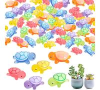 TILONKJ 60 Piezas de Mini Tortugas Luminosas de Resina, Tortugas en Miniatura, 2,3cm Tortuga Pequeñas, Mini Figuras de Tortuga DIY en 6 Colores, para Manualidades y Decoración de Jardines en Miniatura