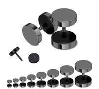 TILONKJ 8 Pares Falso Túnel para Hombre 3-10mm,Dilatación Falsa Negra para Hombre,Dilatadores Falsos de Titanio Hipoalergénicos,Ideales para el día a día(Ocho Tamaños)