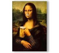 TILONKJ Póster Gracioso de Mona Lisa - Mona Lisa con Vaso de Cerveza, Cuadro de Pared Divertido 40×30 cm, Ideal para Bar, Cocina, Pasillo y Salón - Regalo Original para Amantes de la Cerveza