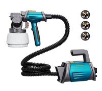 Tilswall Pistola Pintura, Pulverizador de Pintura HVLP 800W, 4 Boquillas y 3 Patrones, Contenedor de Pintura con Recarga Lateral, 120 DIN-s Pistola de Pintura, para Vallas, Jardín y Muebles