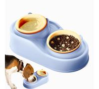 Tilted Cat Bowls, Raised Pet Bowls, Ceramic Pet Dishes, Puppy Feeding Bowl, with 15-Degree Design and Ceramic Double Dishes, Anti-Vomiting Feeding Solution For Small and Medium-Sized Cats and Dogs