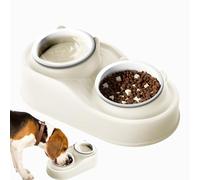 Tilted Cat Food Bowls, 15° Raised Ceramic Double Dishes, Anti-Vomiting Pet, 2-Piece Set For Small, Medium, Large Dogs and Cats, Ergonomic Design For Comfortable Feeding, Stylish