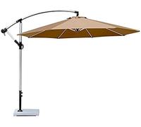 Tilting Garden Parasol Umbrella 2.7M- Hand Crank Aluminium Frame 360 Degrees RotatingLarge Outdoor Sun Shade with Crank Handle P