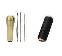 TILY Costura de Alforjas Para Toldos, Tiendas de Campaña, Velas de Lona, Costura y Reparaciones de Cuero + 50M 1mm Coser Hilo Encerado 150D (negro)