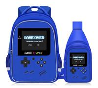 TILYTADLY Mochila escolar para niños, mochila gamer para niños, adolescentes, escuela primaria, secundaria, edades de 6 a 18,17 pulgadas, 2-azul-set2, Moderno, compacto