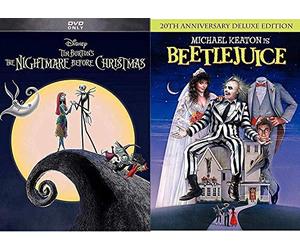 Tim Burton Beetlejuice Movie DVD & The Nightmare Before Christmas Weird Fantasy Action Bundle Fun set IT'S SHOWTIME!