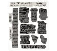 Tim Holtz Anonymous CMS110 - Juego de sellos con frases (10 unidades, 17,7 x 21,5 cm)