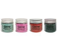 Tim Holtz Distress Esmaltes en relieve, huevo moteado, flamenco Kitsch, fogata agrietada y desierto rústico, paquete de 4 artículos