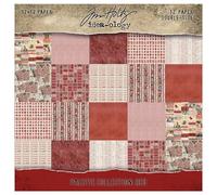 Tim Holtz Idea-ology - Cartulina cuadrada decorativa de doble cara de 12 x 12 pulgadas, colección Red Palette
