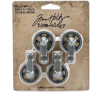 Tim Holtz Idea-ology Mini Pulley Wheels Tim Holtz Polea Ruedas, Metal, Gris, 11 x 9.4 x 1.8 cm